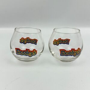 Dooley's Shot Glasses Pair 2.5″ Round Shooter Excellent Condition Barware Rare